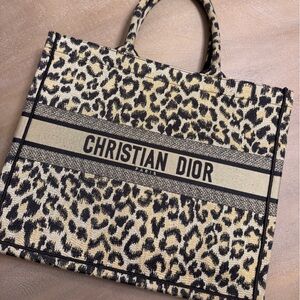 Dior leopard medium book tote